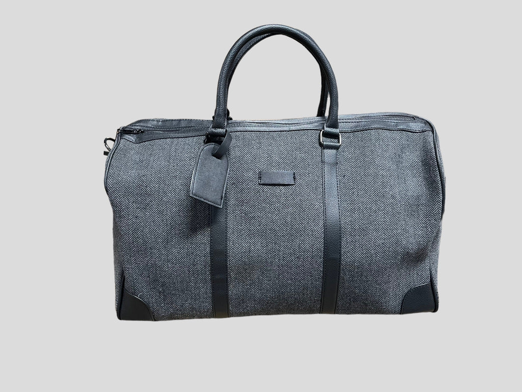 borsone quadroni elegant   weekend  in ecopelle con inserti in lana