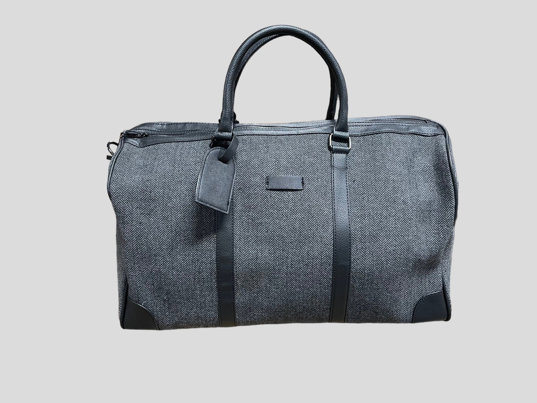 borsone quadroni elegant   weekend  in ecopelle con inserti in lana
