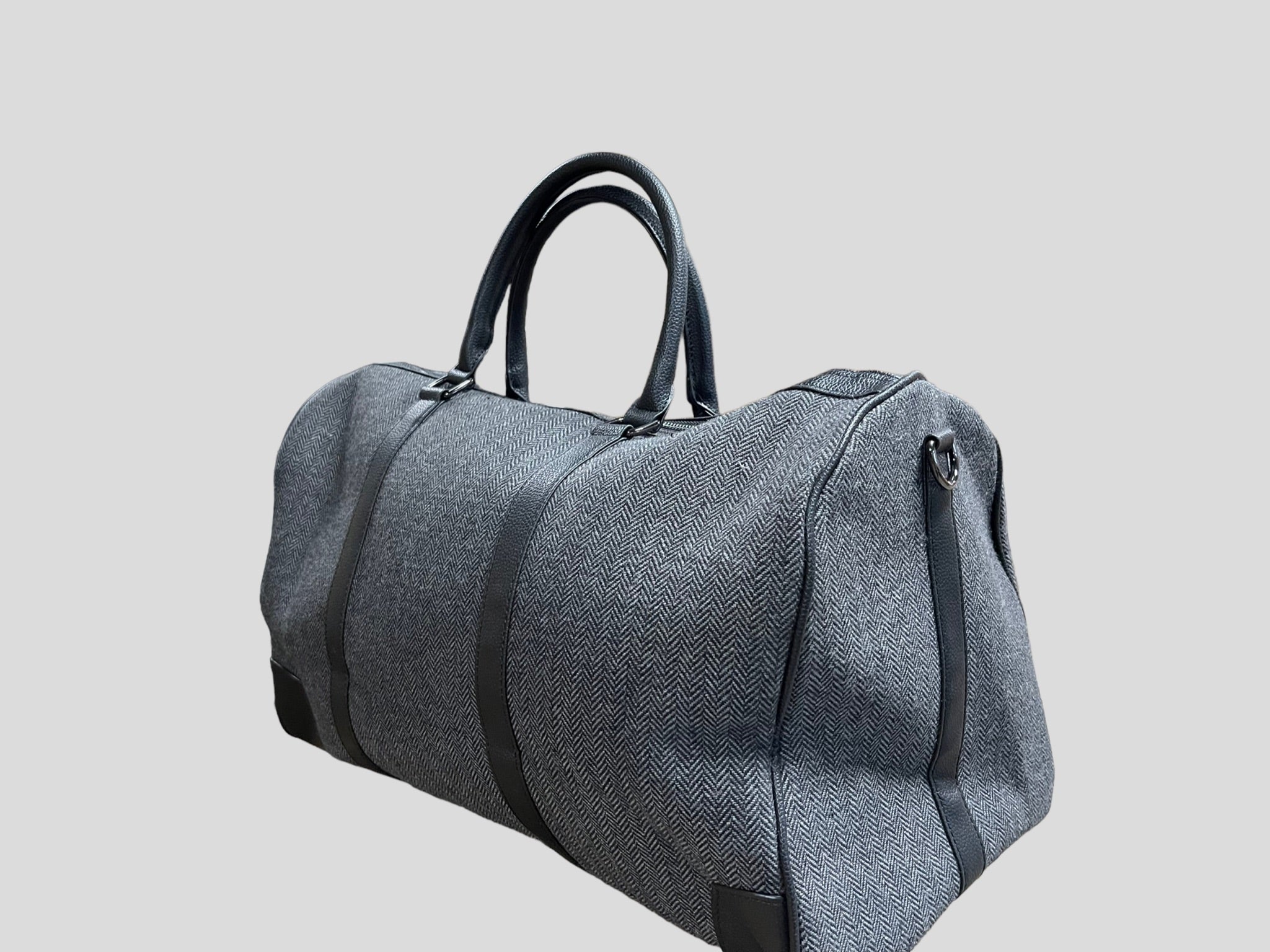 borsone quadroni elegant   weekend  in ecopelle con inserti in lana