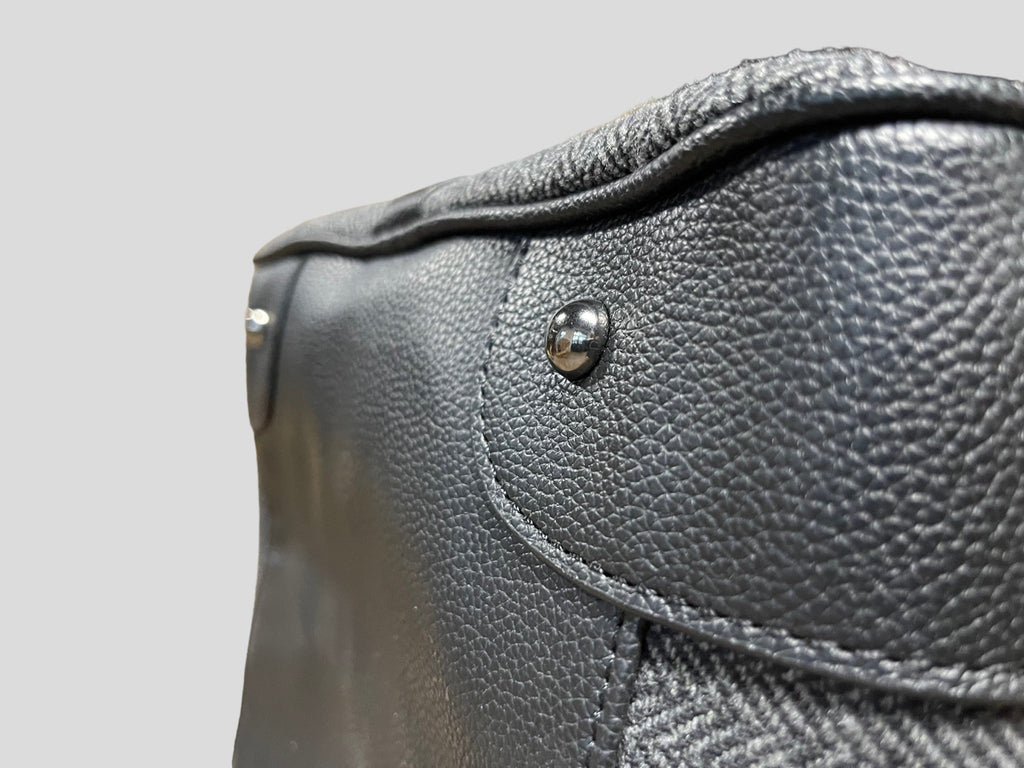 borsone quadroni elegant   weekend  in ecopelle con inserti in lana