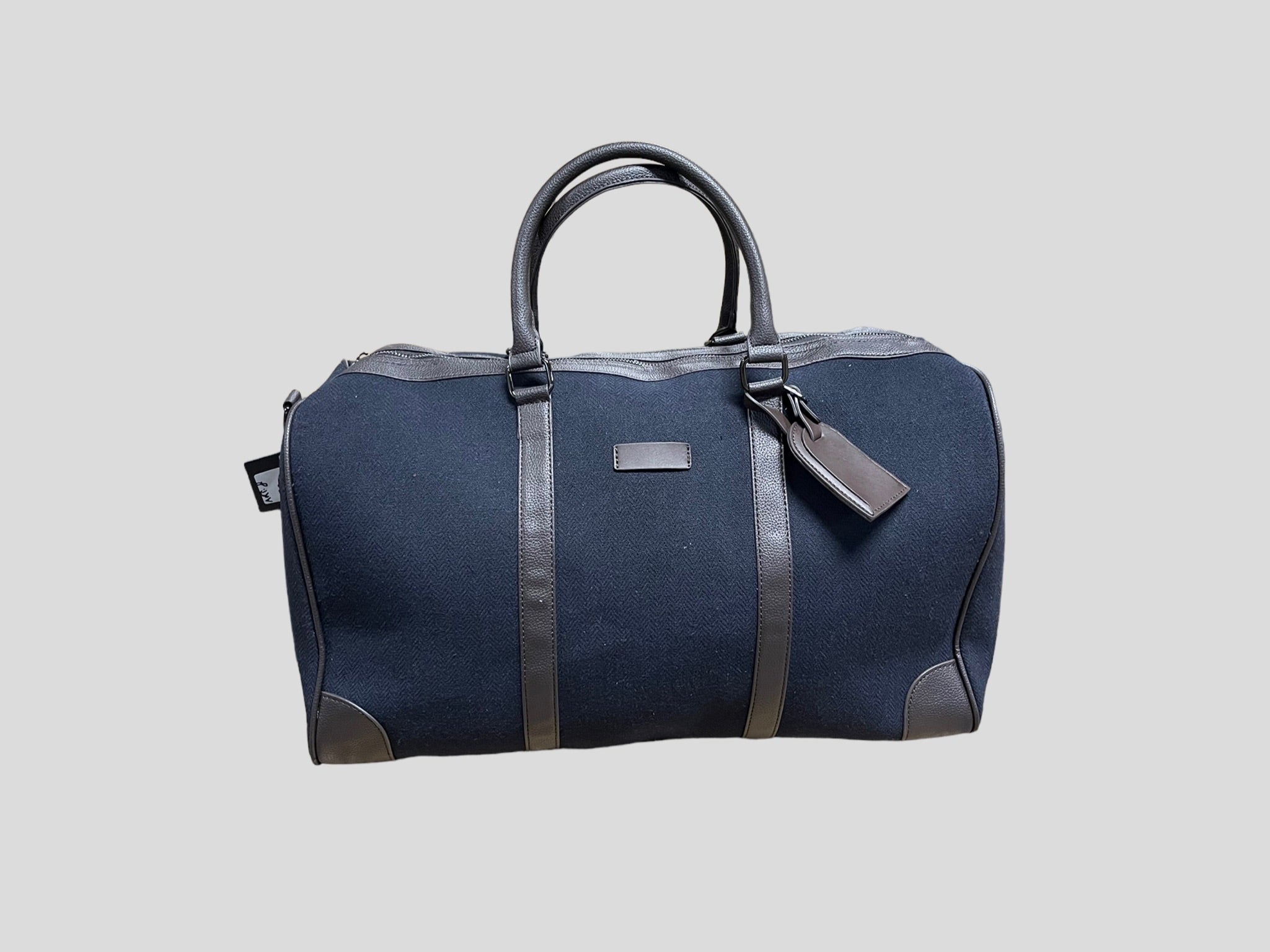 borsone quadroni elegant   weekend  in ecopelle con inserti in lana