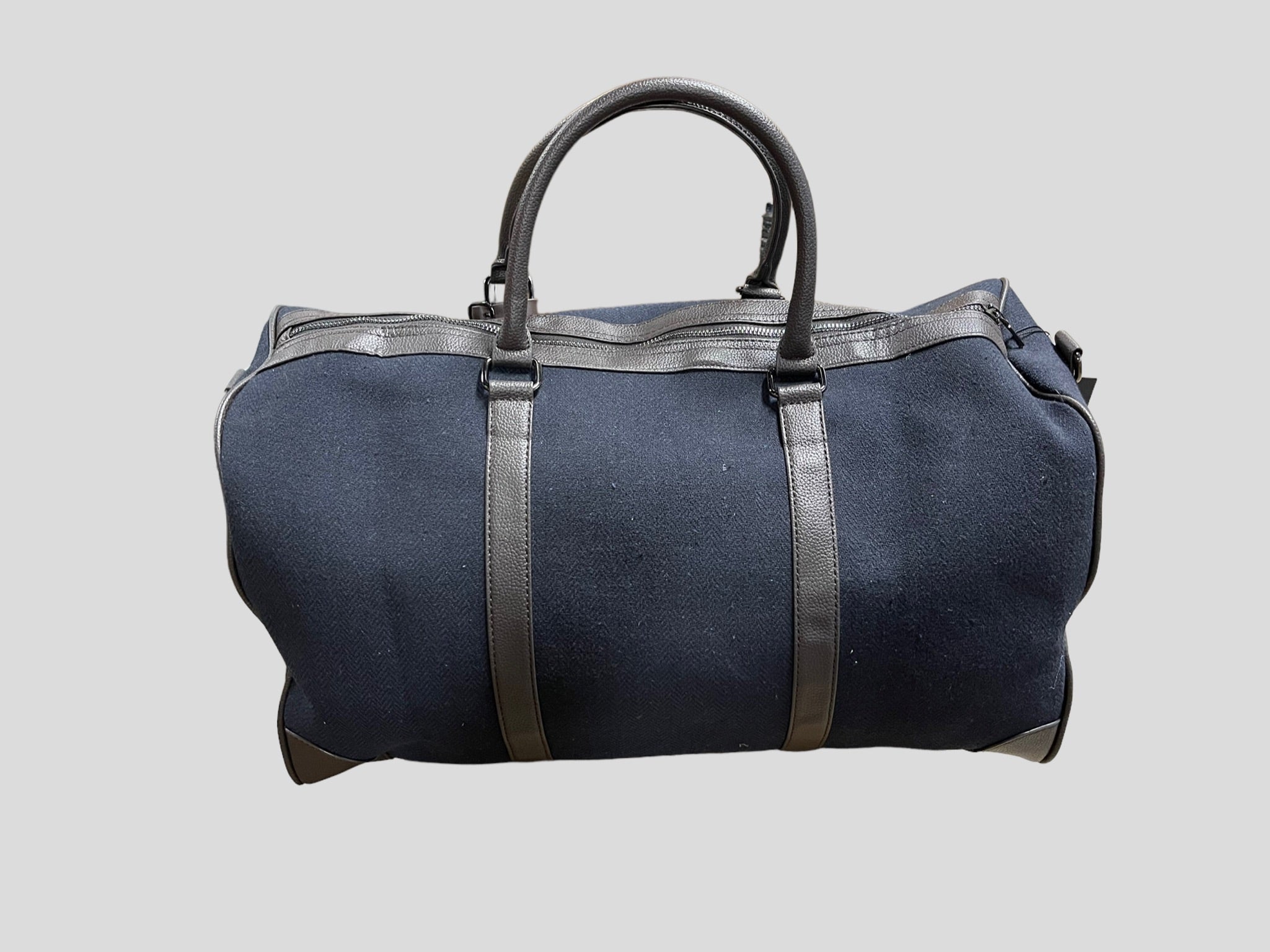 borsone quadroni elegant   weekend  in ecopelle con inserti in lana