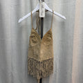 Morgan De Toi Tan Suede Fringe Halter Top