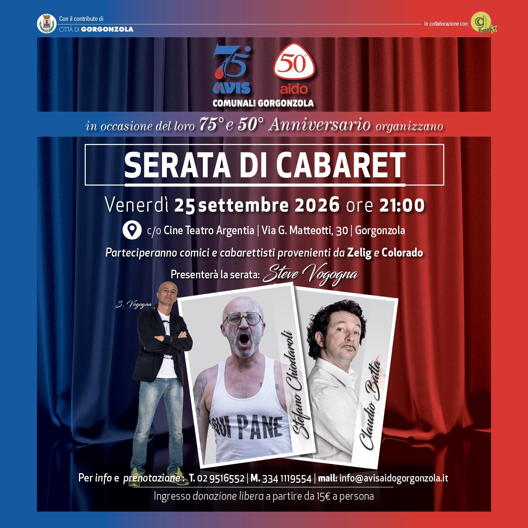 Spettacolo "SERATA DI CABARET" AVIS+AIDO - [Venerdi 25 settembre 2026]
