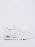 White Perforated Panel Leather Sneakers