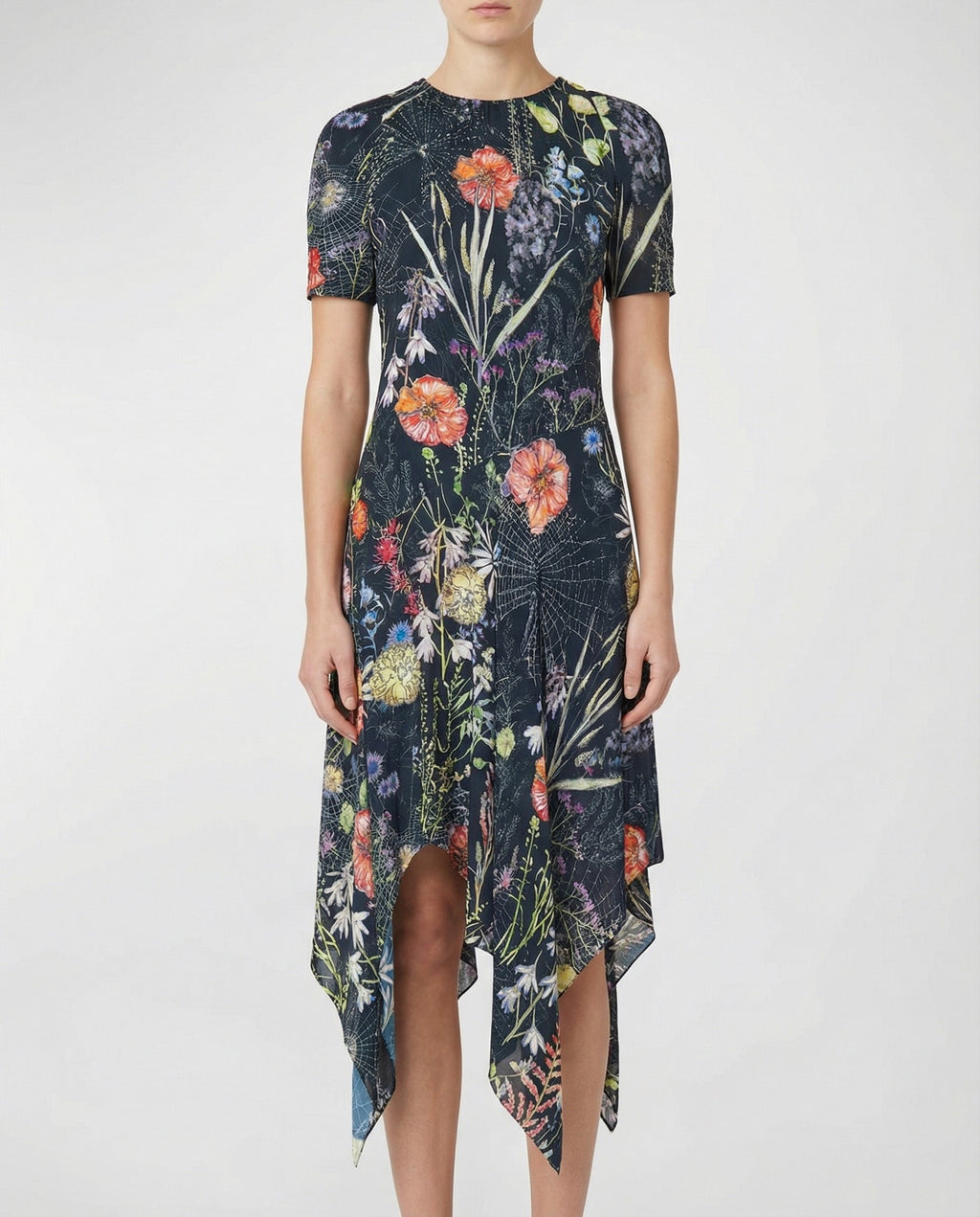 Mcqueen Floral‑print crepe midi dress