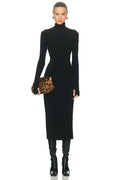 Eterne Long Sleeve Turtleneck Maxi Dress in Black