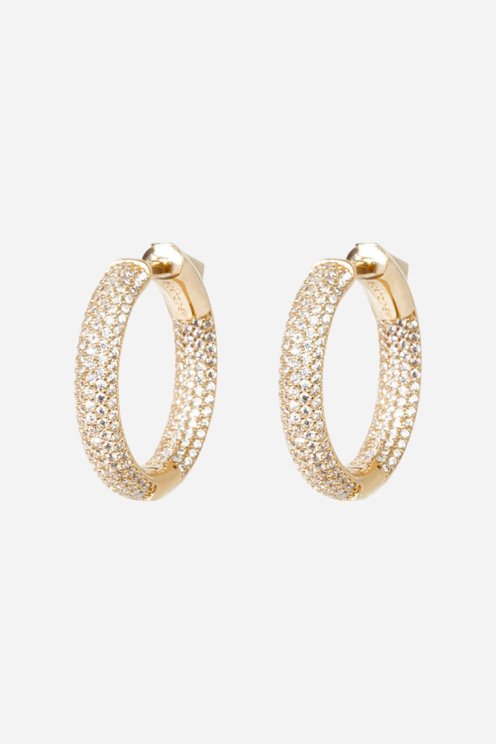 Nickho Rey Mini Tire Hoops in Gold & Clear Crystals