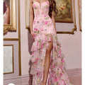 Vintage Pink Floral Sequin Prom Dress Spaghetti Strap Evening Dress Long Sheath Formal Dress DP6642