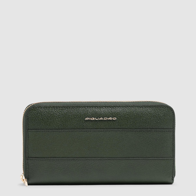 Portafoglio Piquadro Donna 4 Soffietti Pelle Verde