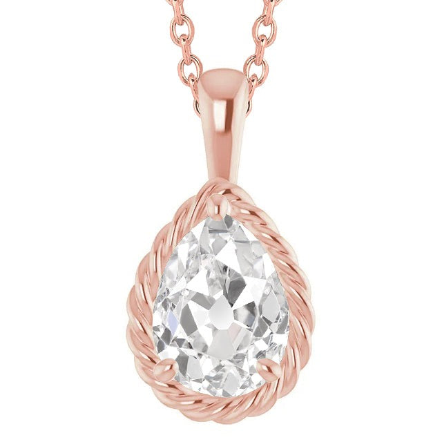 naturel pear diamant 3carats pendentif vue de face