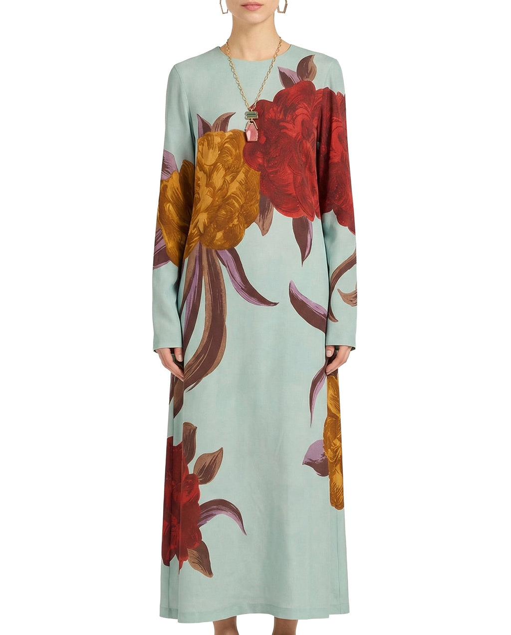 La Double J Peony Placée long sleeve swing long dress