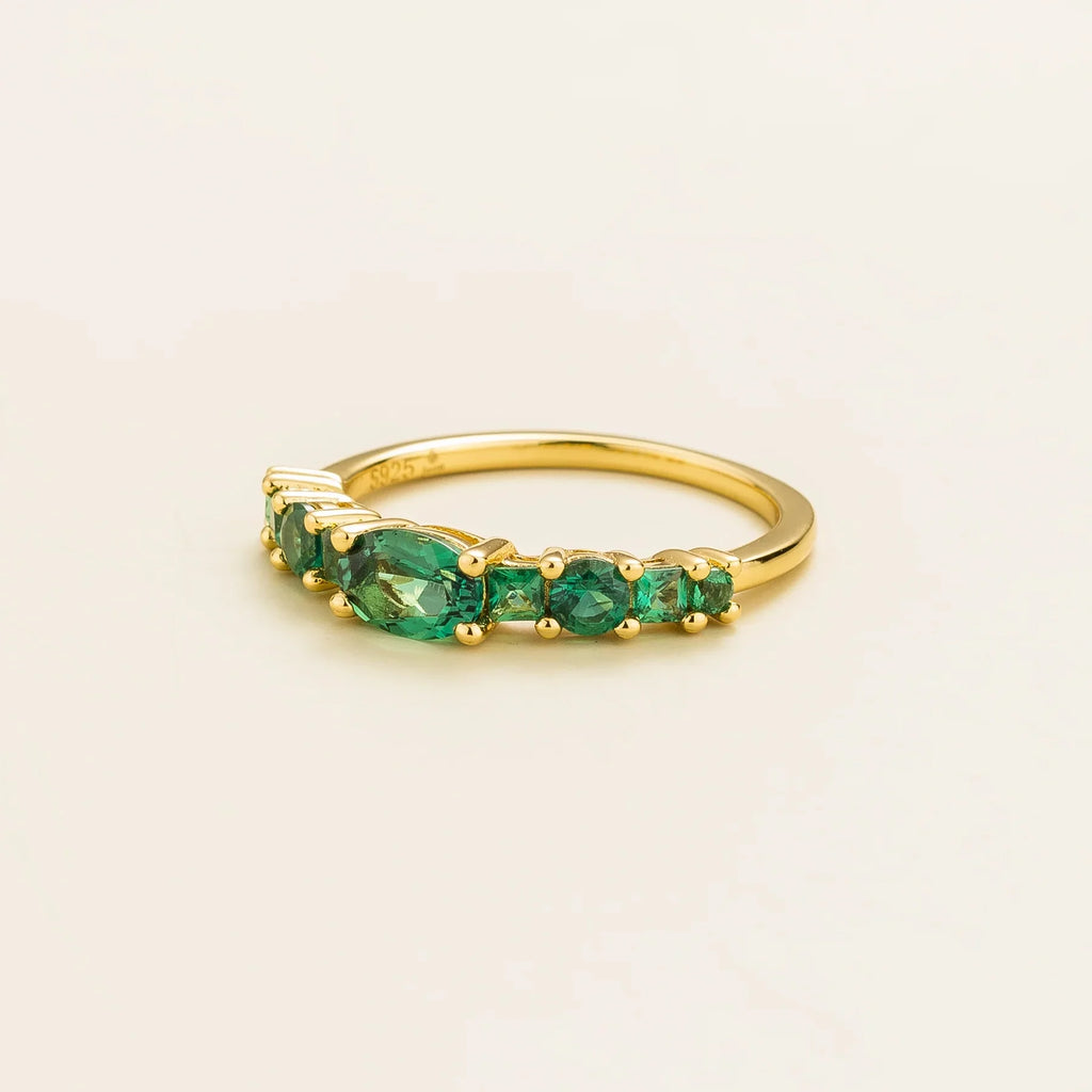 Petra Gold Ring Set With Emerald By Juvetti Online Jewellery London UK
