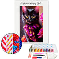 Broderie diamant Chaton noir fleuris | Diamond-painting-club.com