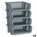 Estantes Frutero Apilable 4 Piezas Gris Polipropileno 29 x 22 x 39 cm (6 Unidades)