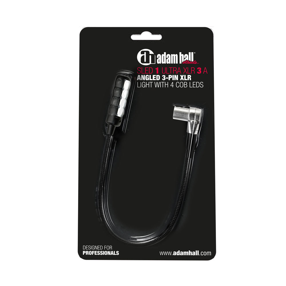 Adam Hall Stands SLED 1 ULTRA XLR 3 A - Vinklad 3-polig XLR-svanhalslampa med 4 COB-LED'er