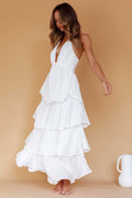 Catalina Tiered Ruffle Maxi Dress White by Selfie Leslie