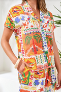 Tribal Mediterranean S/S Button Front GUAVA