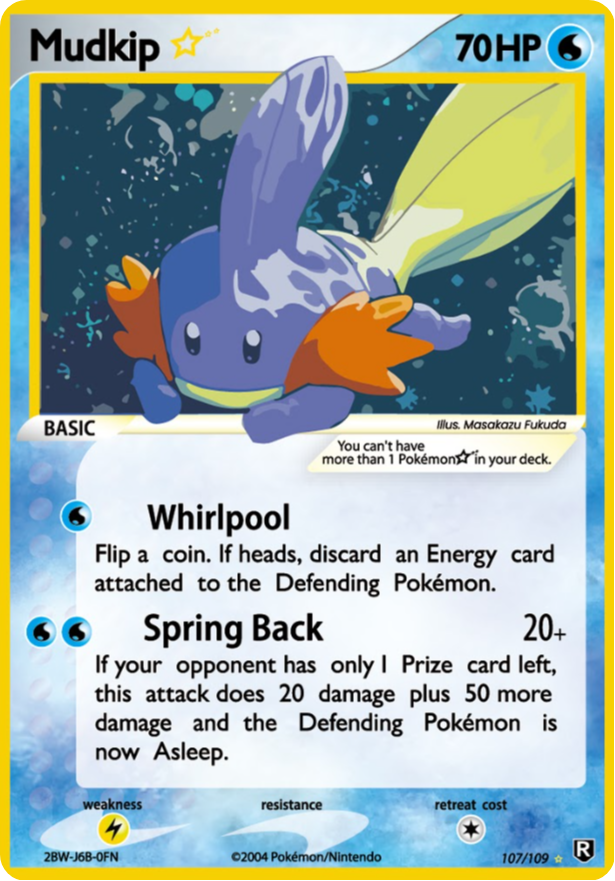 Mudkip [GOLD STAR] #107 English  Pokemon Team Rocket Returns - HOLO CUSTOM