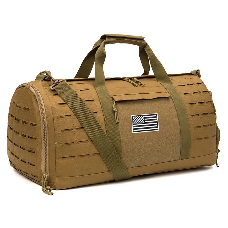Sac weekend homme tactique Marron-Vert-Noir-ShopGET®
