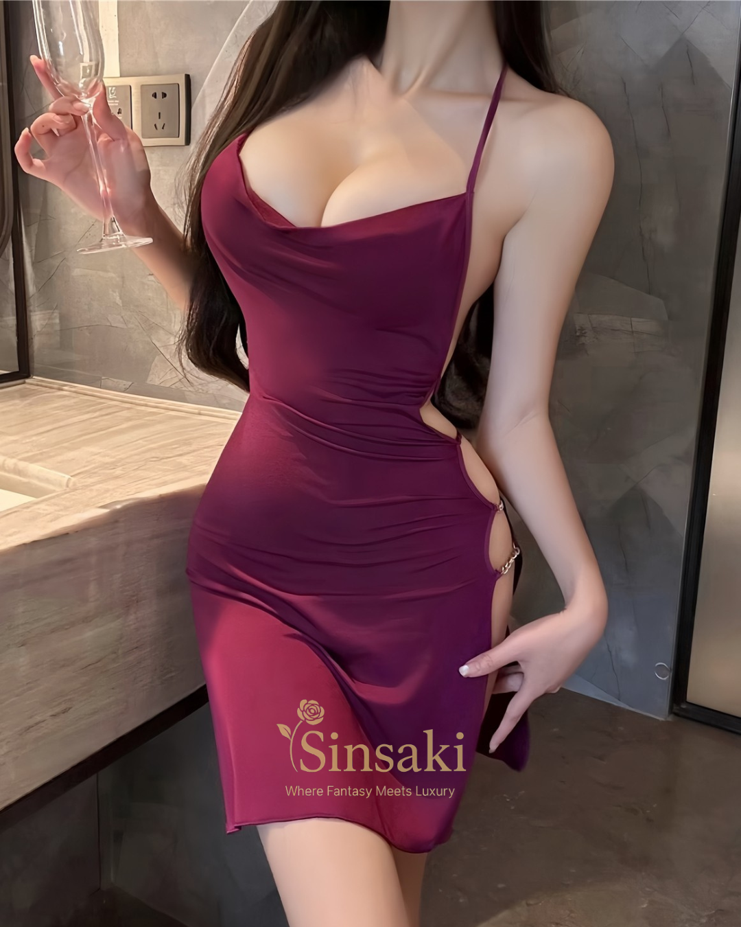 Sexy Sinsaki Lace Halterneck Mini Dress – Clubwear Style