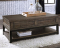 Auburndale Furniture Outlet - Ashley Furniture - Johurst Coffee Table with Lift Top - LIFT TOP COCKTAIL TABLE / Grayish Brown - T444-9