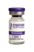 Tirzepatide 30mg labelled research peptide vial with lyophilised powder