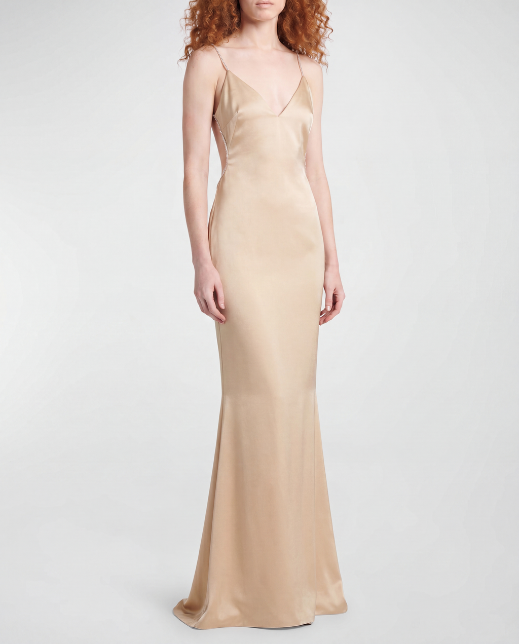 Tom Ford Metallic-trim open-back evening gown