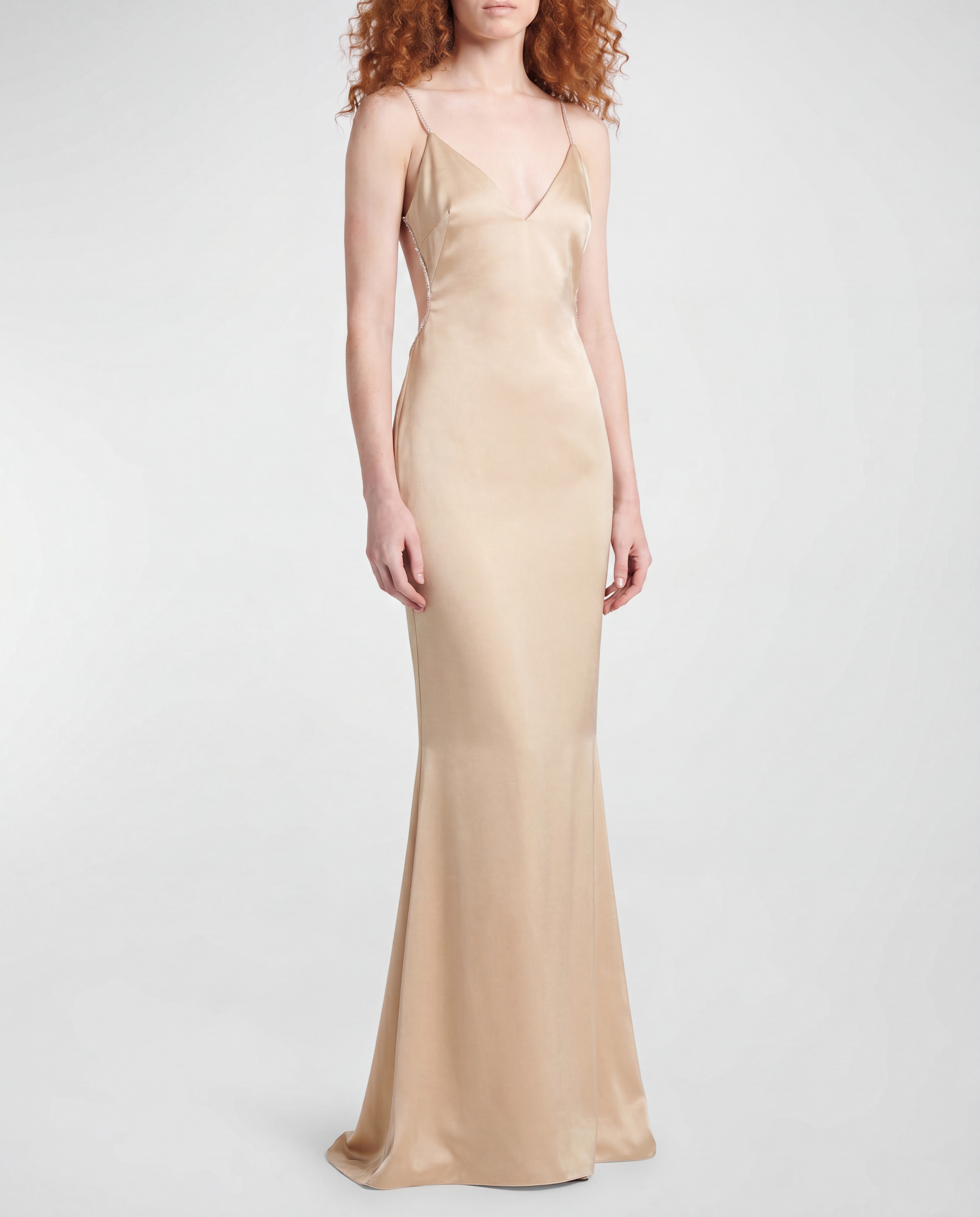 Tom Ford Metallic-trim open-back evening gown
