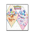 Ultra Pro Binder: 9-Pocket: Portfolio: Pokemon: Scarlet & Violet: Prismatic Evolutions, 252 cards - White binder with diamond-shaped panels featuring colorful Pokemon characters Eevee and Sylveon on the front cover.