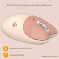 Cute Cat Shaped Wireless Office Mouse Dual Mode 2.4G/Bluetooth 3 Level Dpi Silent Click(Milk Tea Color)