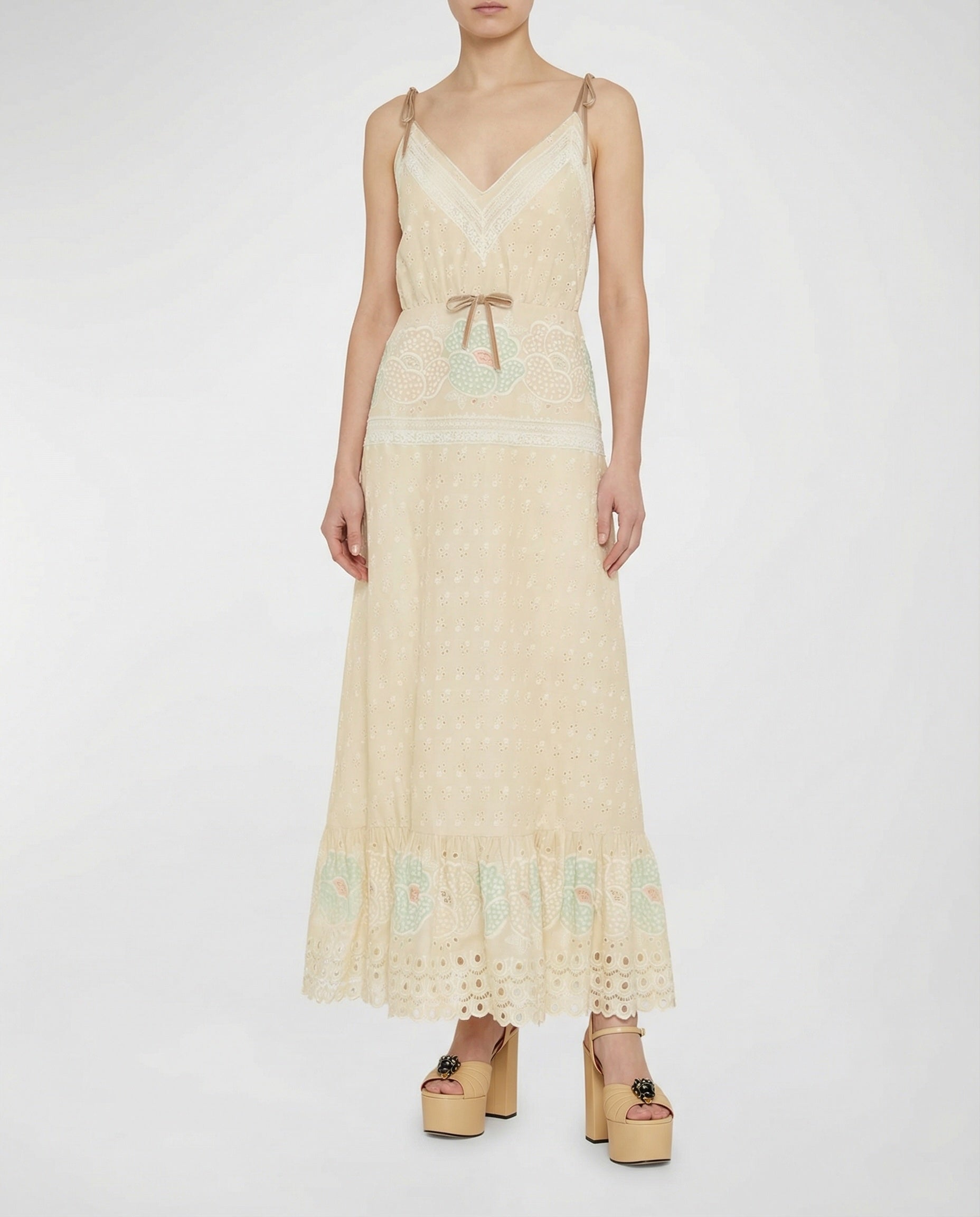 Lace-trim maxi dress
