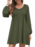 Somer Casual Dresses for Women, Fall Winter A-Line Midi Dresses for Women 2025 Crewneck Button Up, Cute Long Sleeve Dress for Women, Women's, Size: