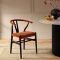 Hansel Upholstered Padded Dining Chair, Rust Velvet and Black Frame - daals