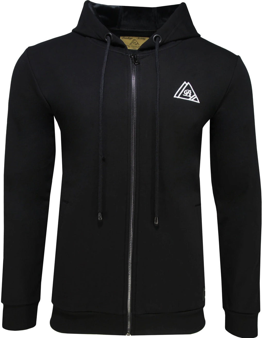 Privilege Society 40 Below Velour Logo Zip-Up Hoodie - Black / White