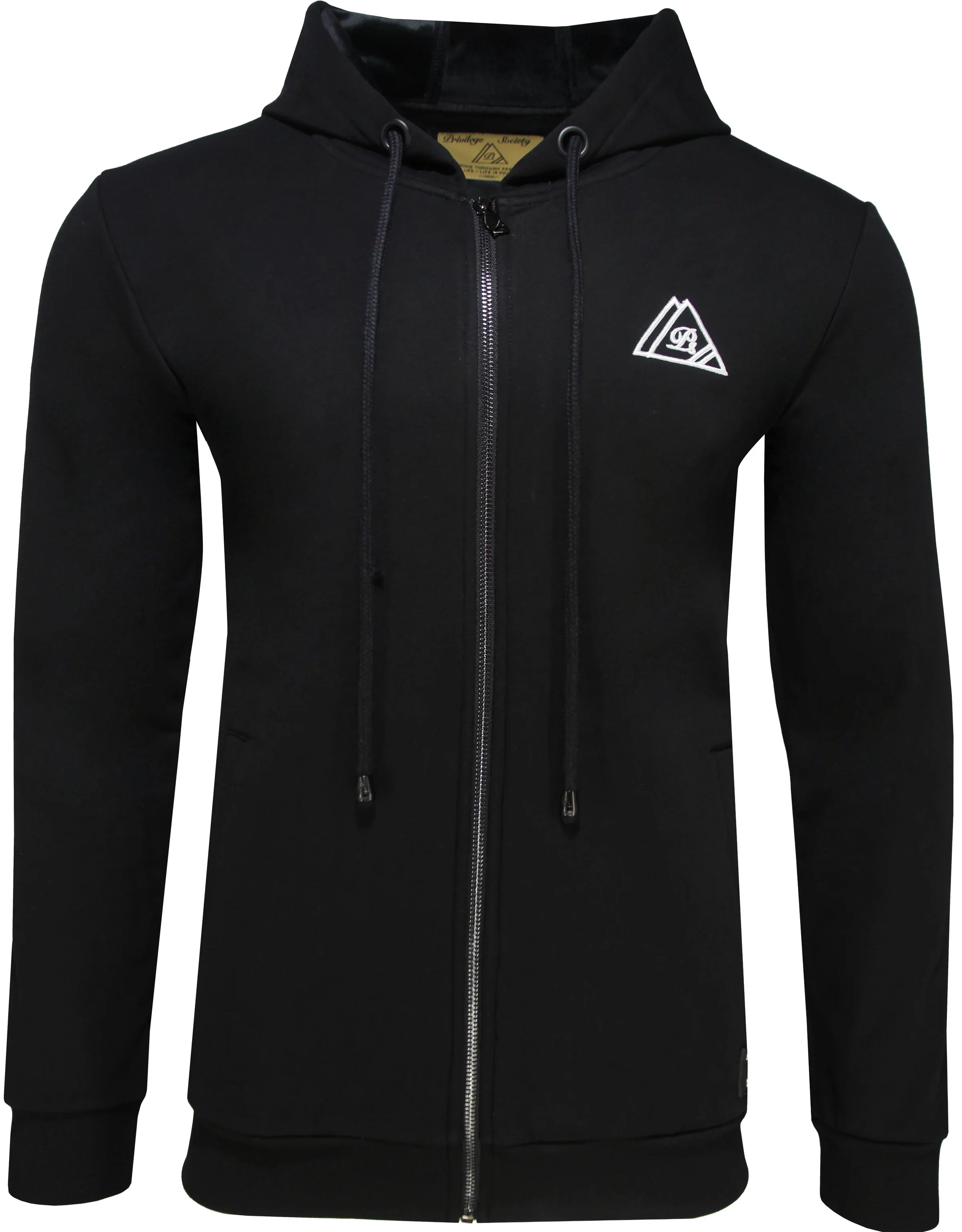 Privilege Society 40 Below Velour Logo Zip-Up Hoodie - Black / White
