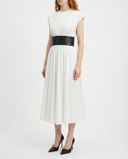 Belted cotton midi dress
