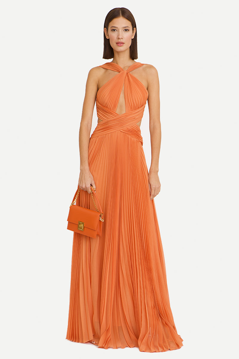 Arabella Chiffon Backless Maxi Dress | JewelClues #color_orange