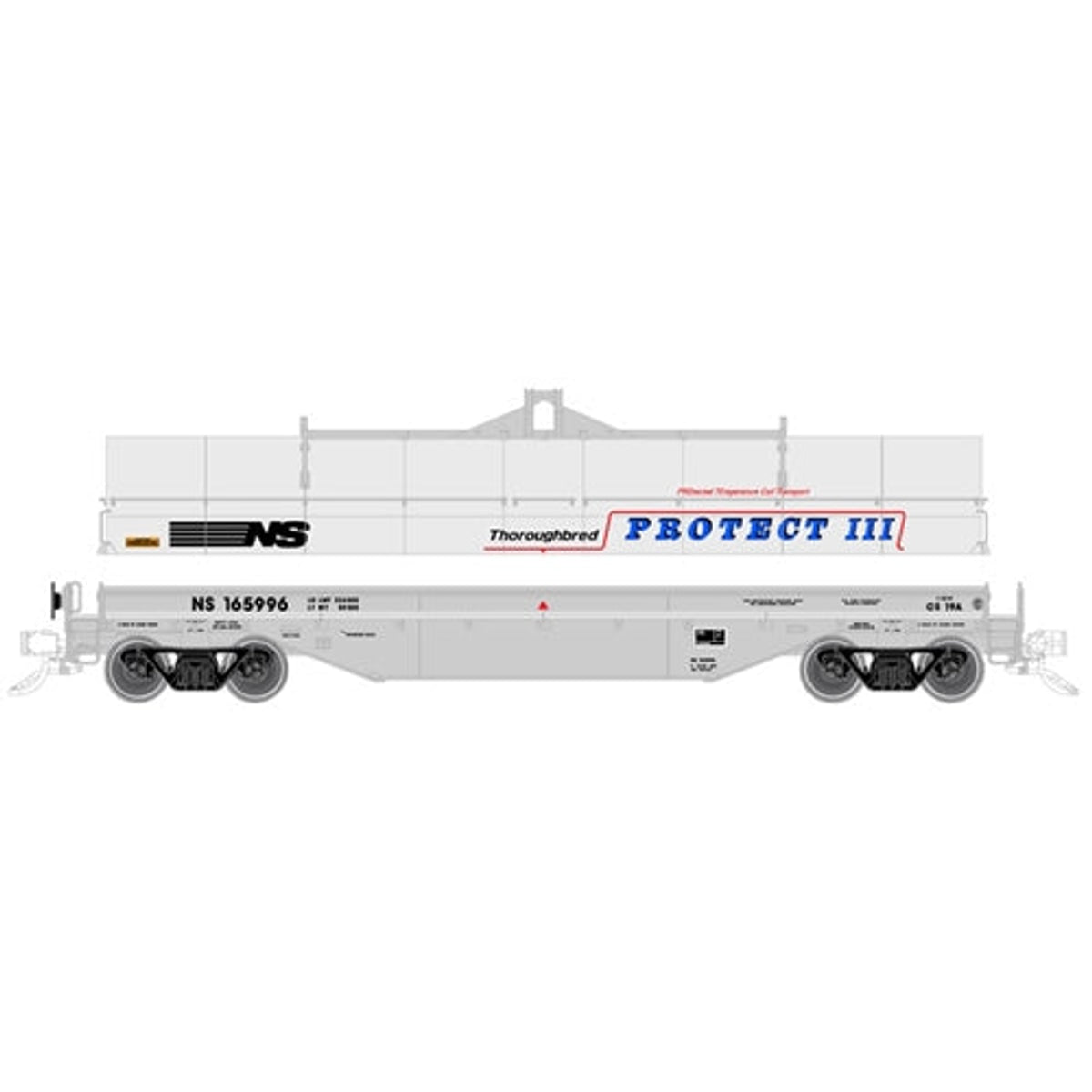 Atlas Master Line 20005611 HO 42' Coil Steel Car with Fishbelly Side Sill Norfolk Southern NS #165945 Gray Black Blue Red Protect III NIB RTR