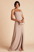 Taupe Bridesmaid Dress Crepe Size Small