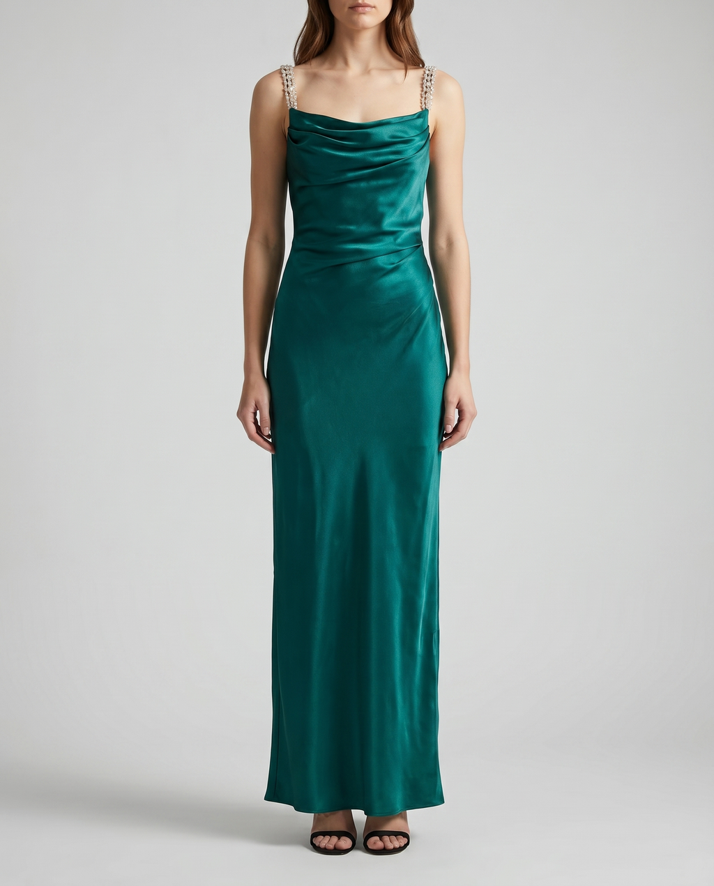 Balmain Embroidered strap silk gown