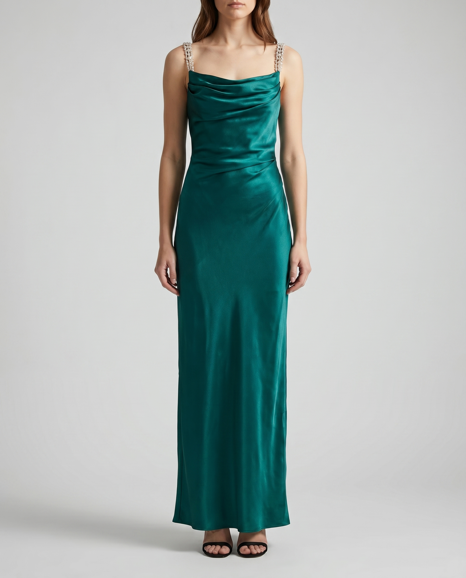 Balmain Embroidered strap silk gown