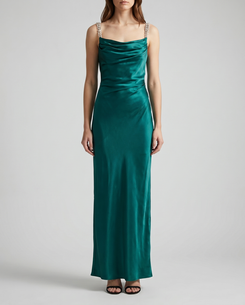 Balmain Embroidered strap silk gown