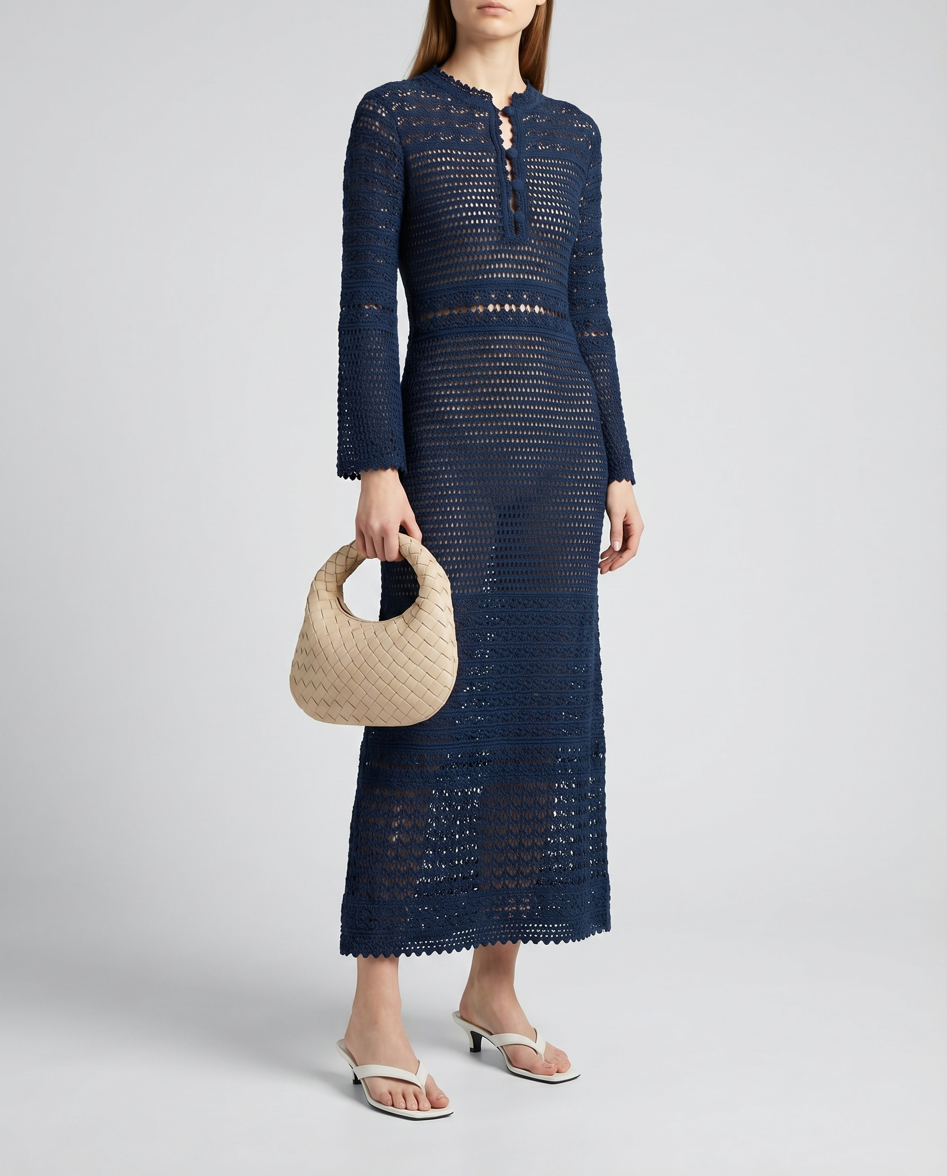 Eres Madone Open-knit cotton-blend maxi dress