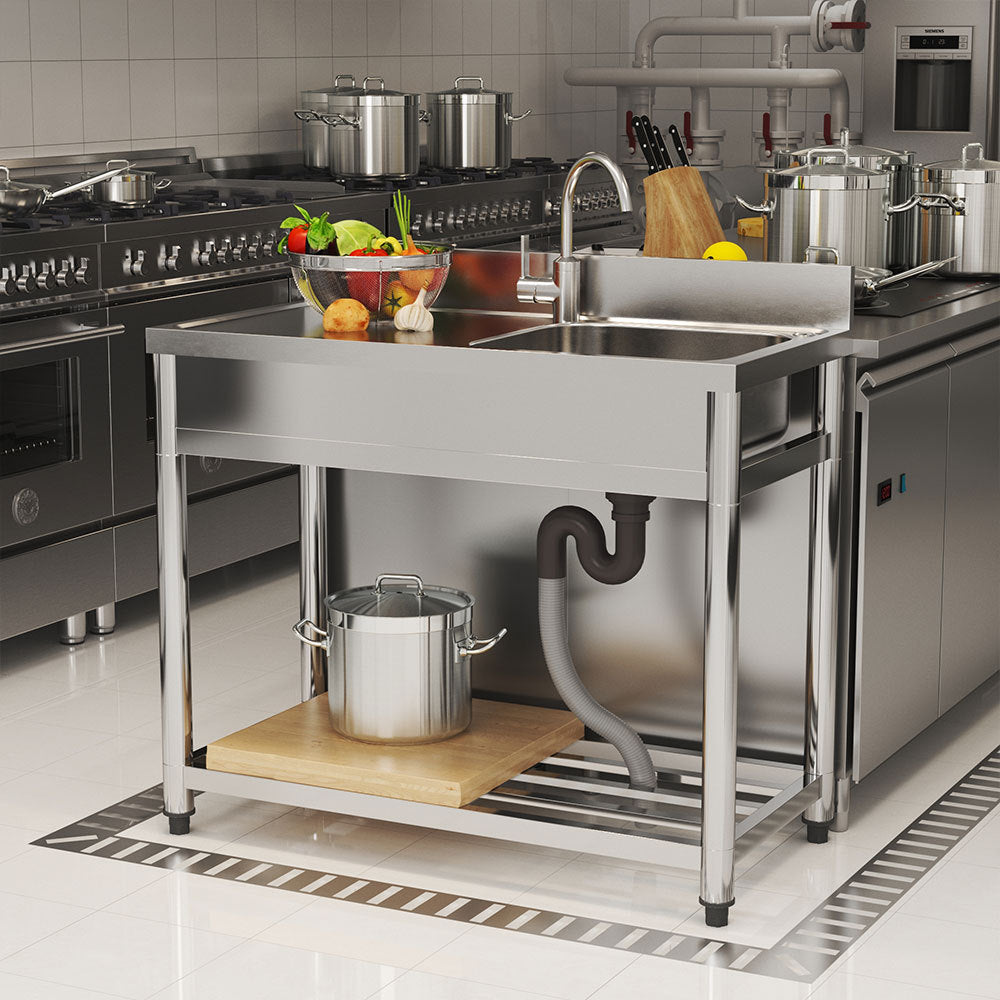 Stainless Steel One Compartment Commercial Sink with Left Drainboard