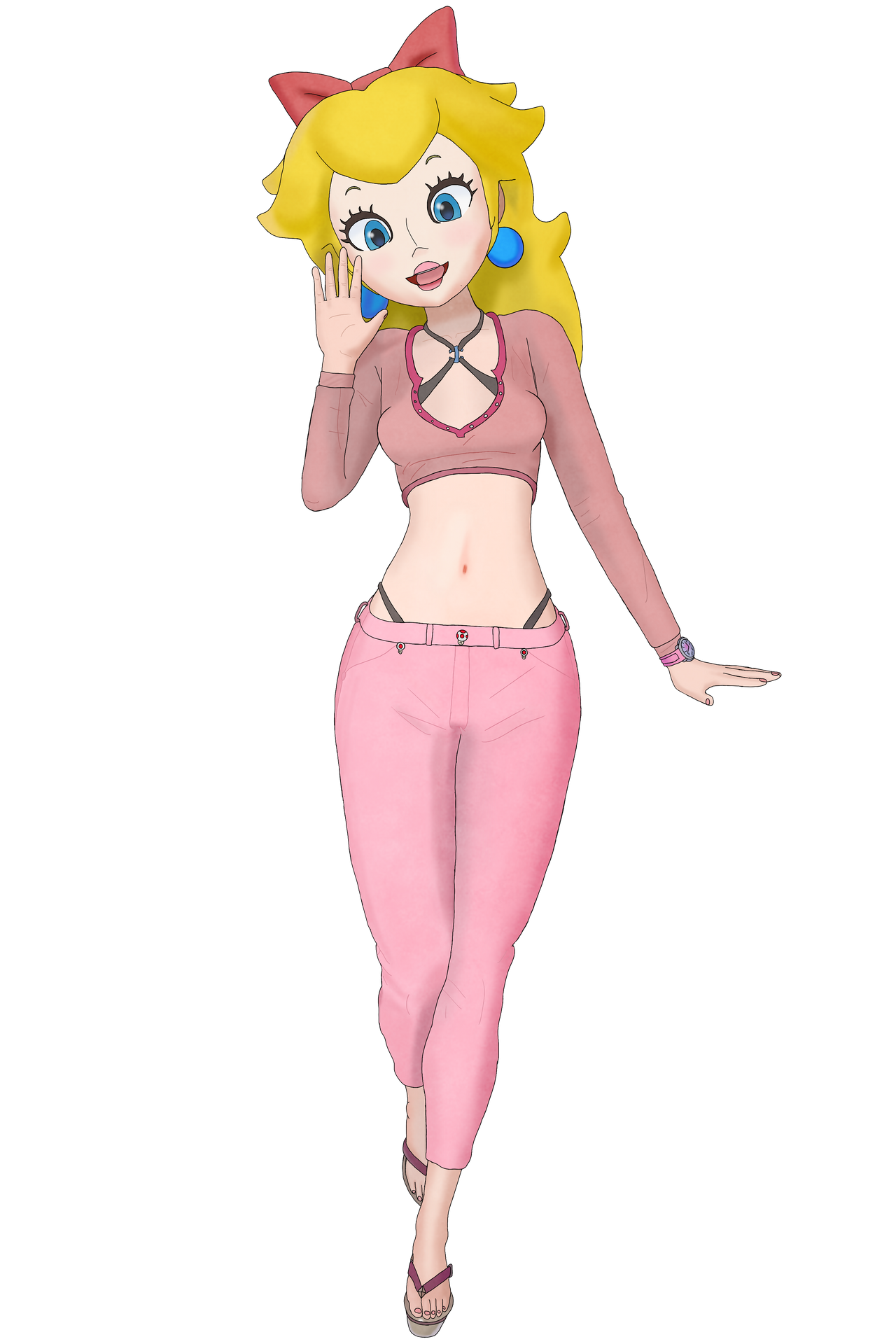 Casual Princess Peach (no background) by MinyBoy5 on DeviantArt