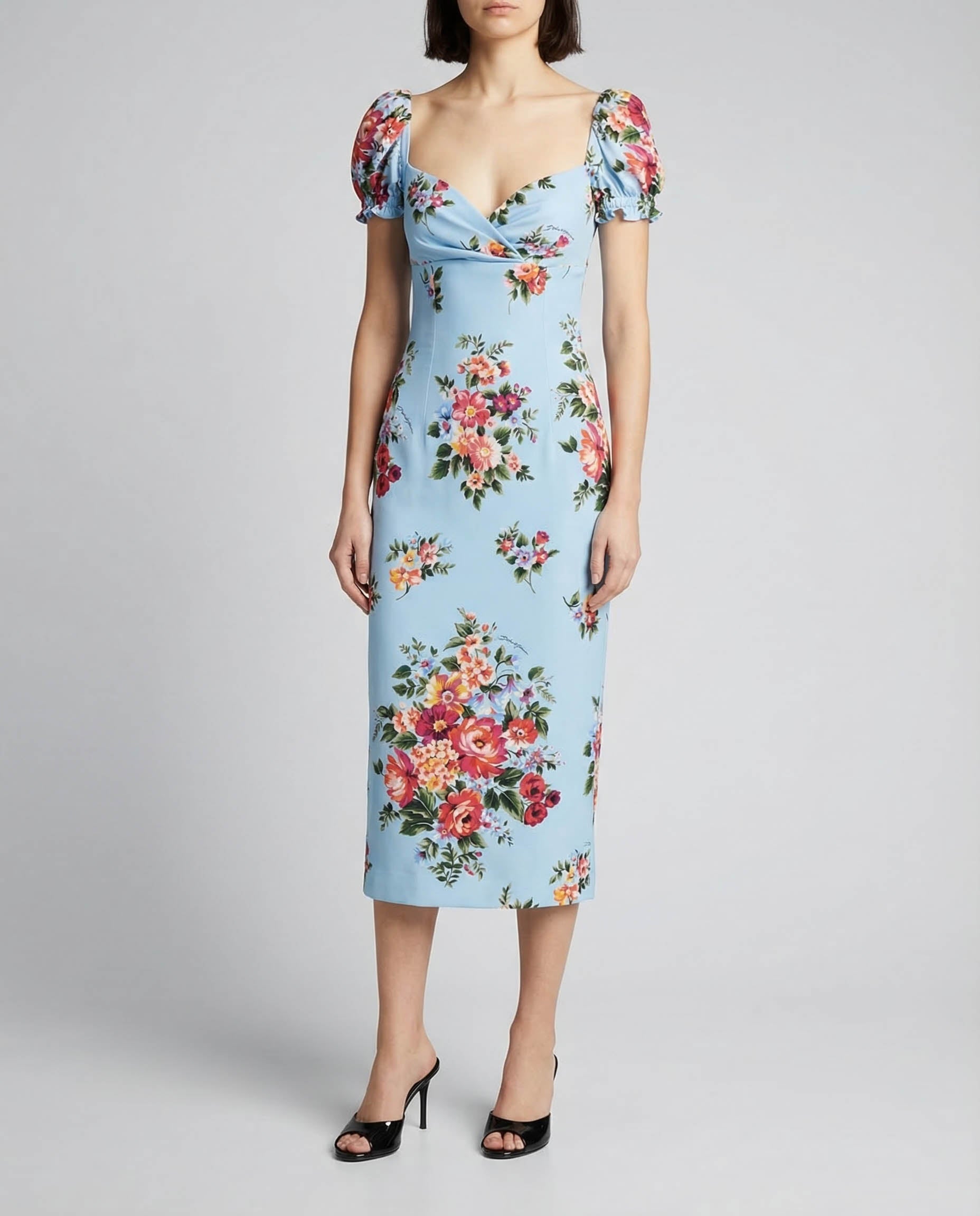 Floral silk-blend midi dress