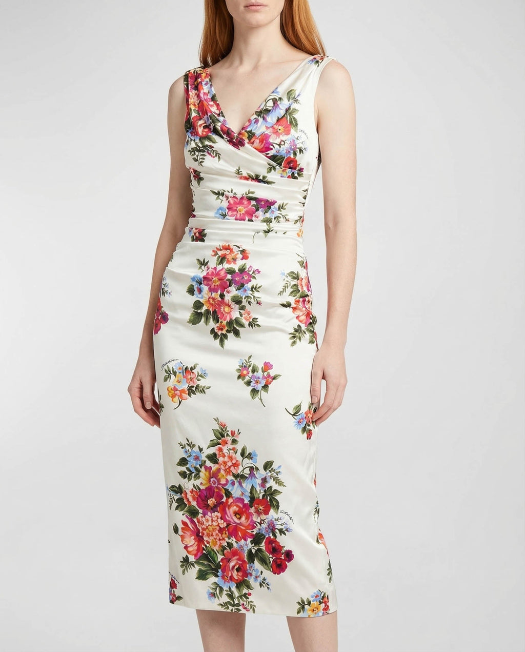 Off-the-shoulder floral-print midi dress