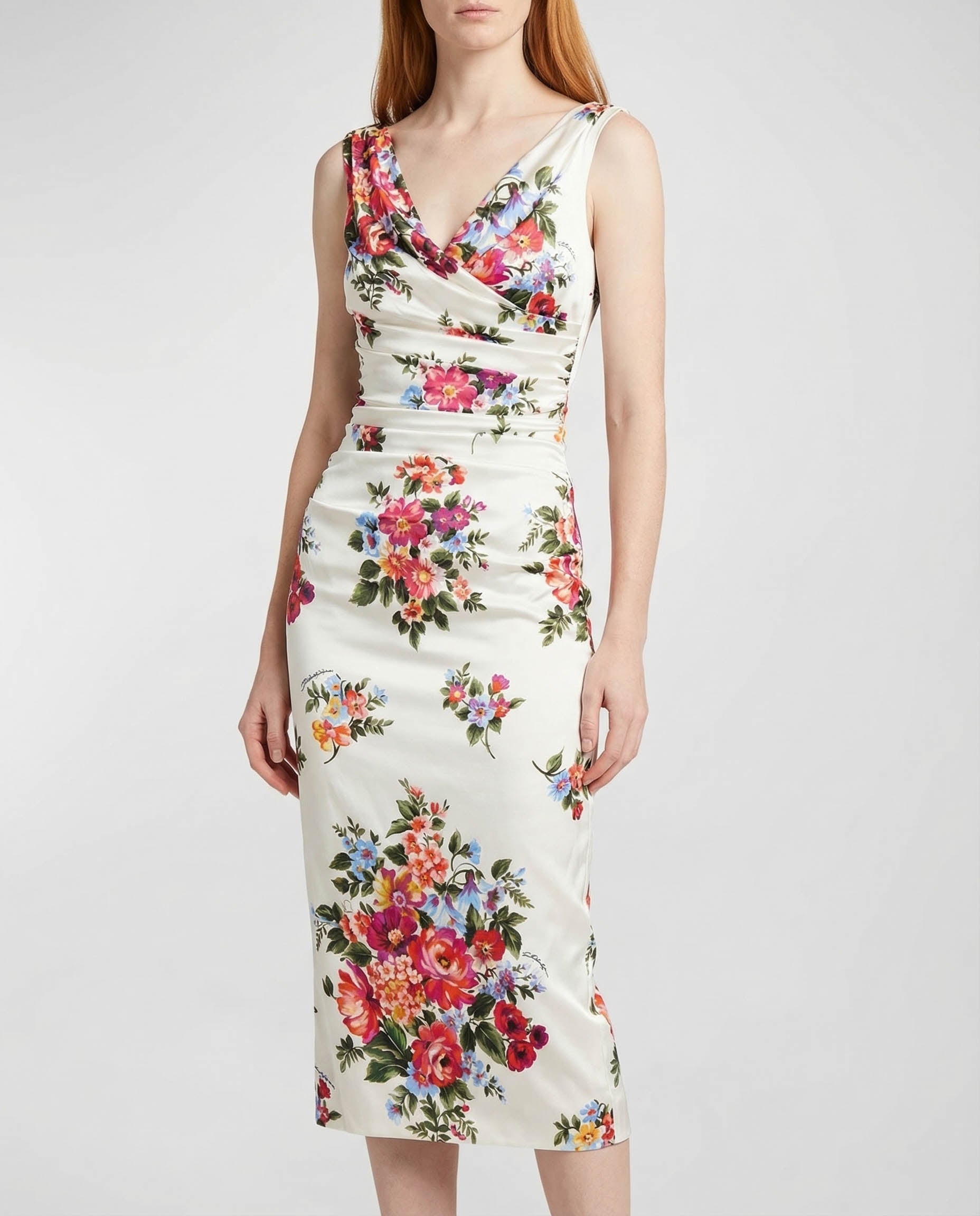 Off-the-shoulder floral-print midi dress