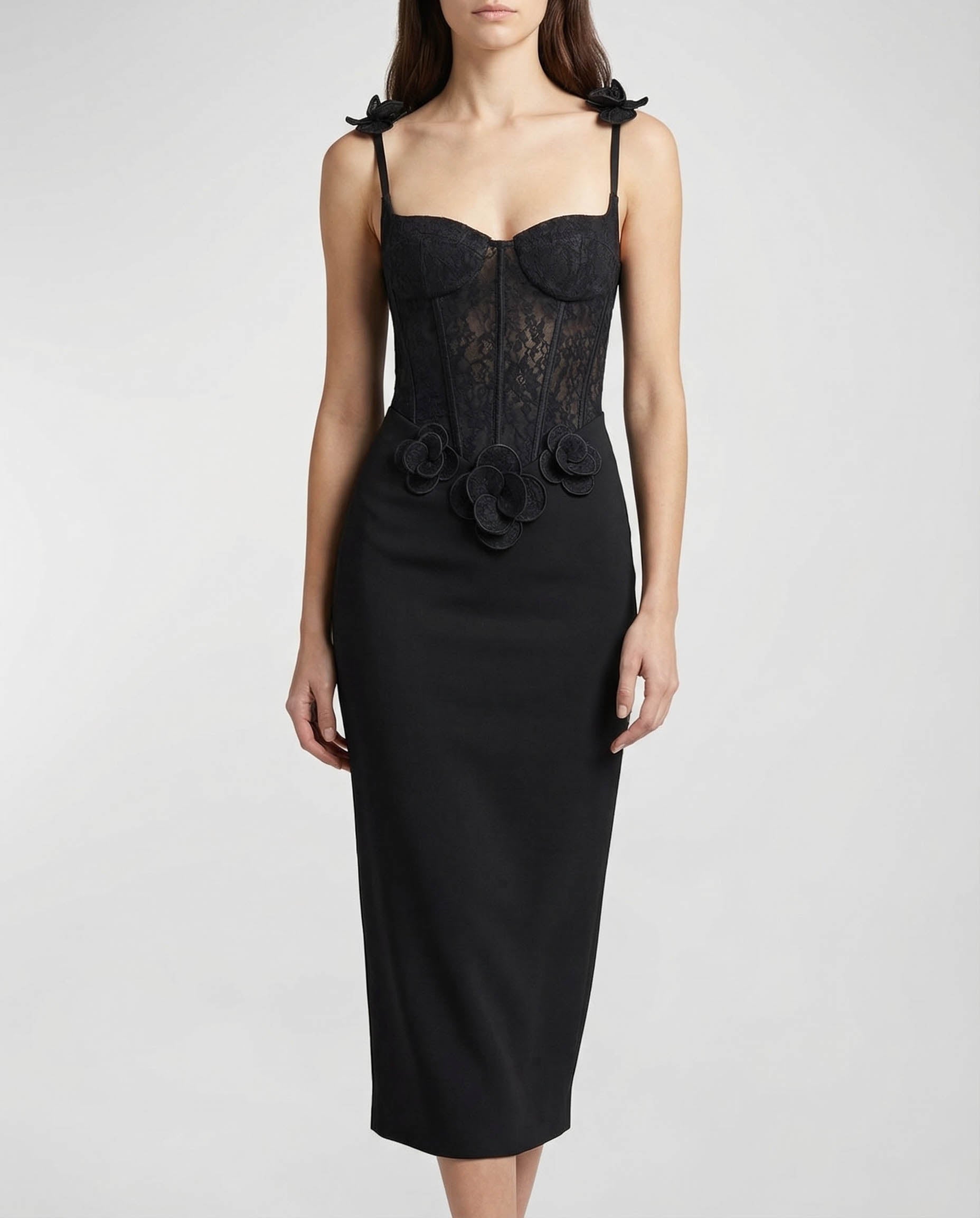 David Koma Floral embroidered contrast dress